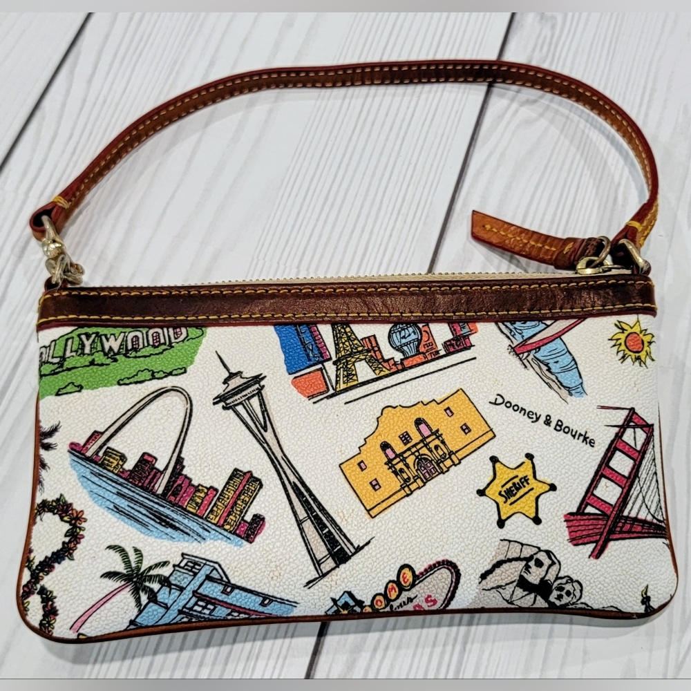Dooney & Bourke 2 Piece Colorful Landmark Soft Acrylic Tote & Wristlet - Picture 4 of 16